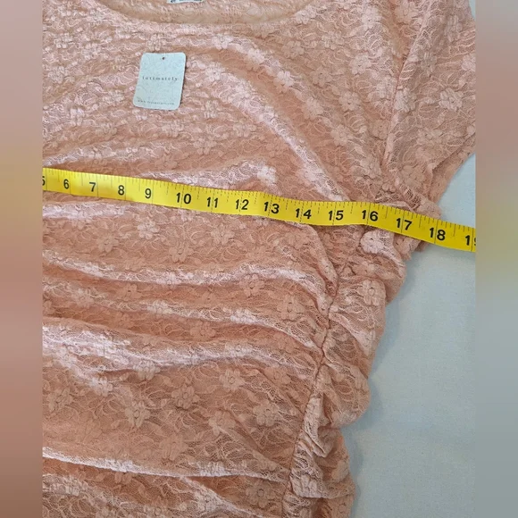 Free People Intimately Keep It Simple Lace Ruched Top Y2k Coral Blush XL NWT - Picture 7 of 12